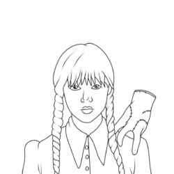 Desenho de Wandinha para colorir e imprimir: número 16