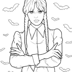 Desenho de Wandinha para colorir e imprimir: número 20