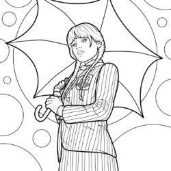 Desenho de Wandinha para colorir e imprimir: número 21