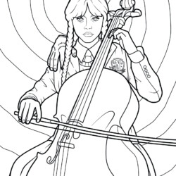 Desenho de Wandinha para colorir e imprimir: número 22