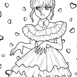 Desenho de Wandinha para colorir e imprimir: número 23