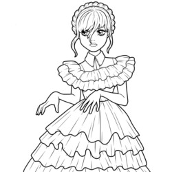 Desenho de Wandinha para colorir e imprimir: número 24