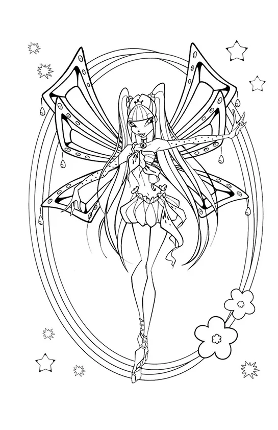 Desenho de Winx Club para colorir e imprimir: número 5