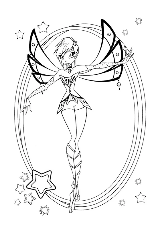 Desenho de Winx Club para colorir e imprimir: número 7