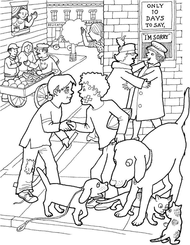 Desenho de Yom Kippur para colorir e imprimir: número 1