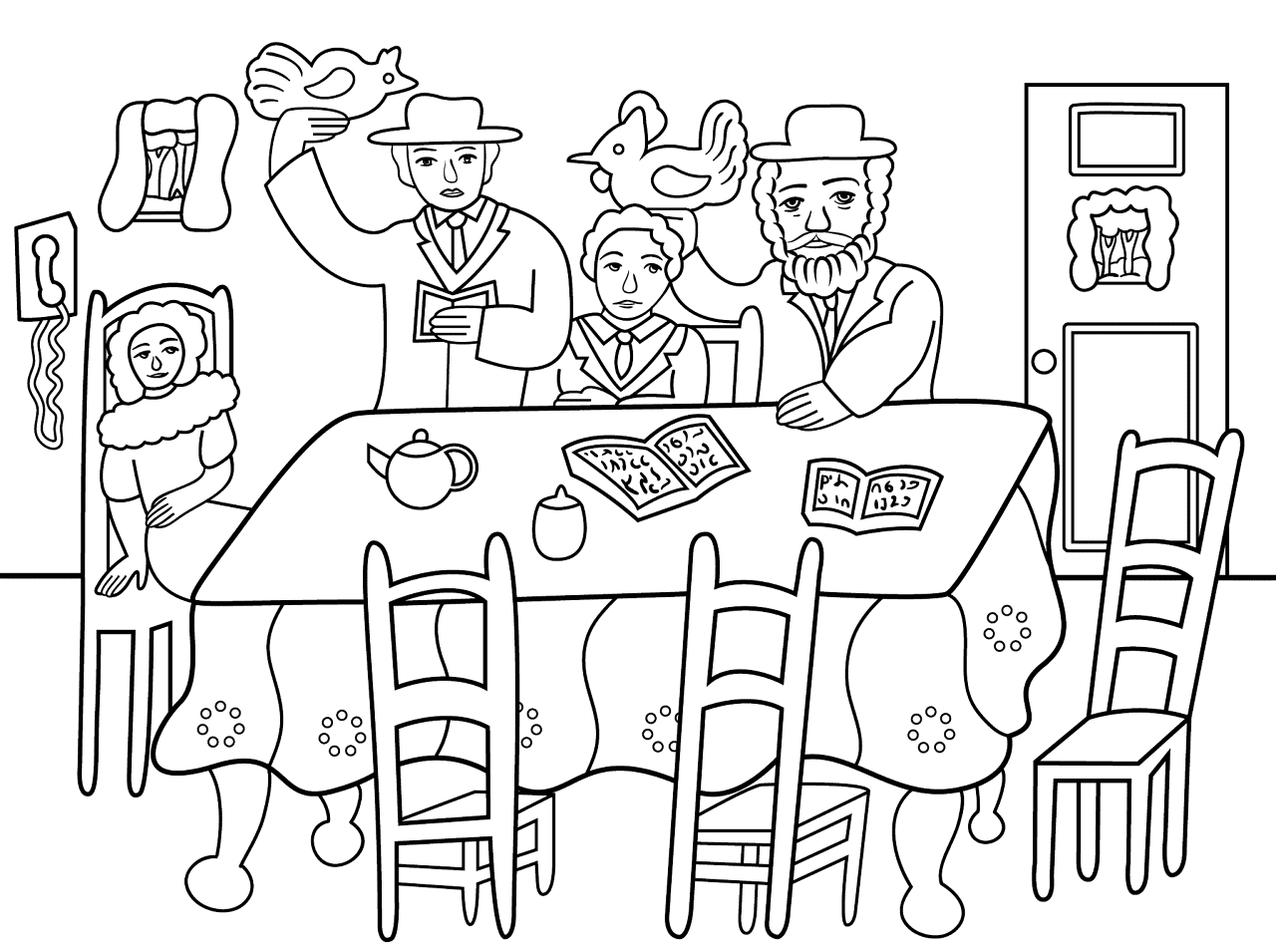 Desenho de Yom Kippur para colorir e imprimir: número 6