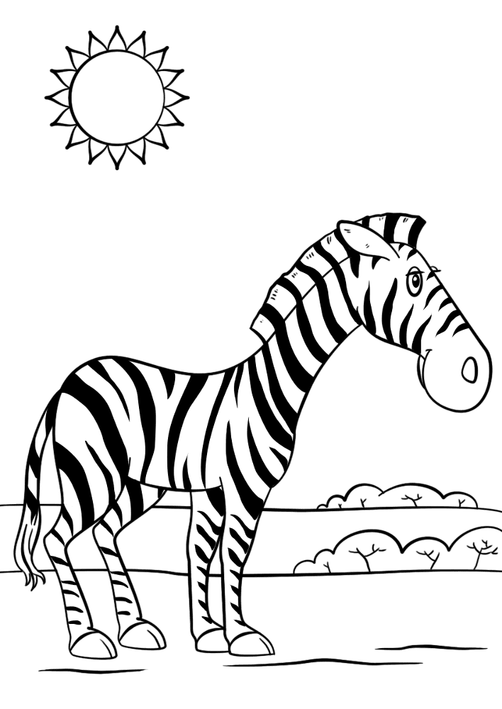 Desenho de Zebras para colorir e imprimir: número 3