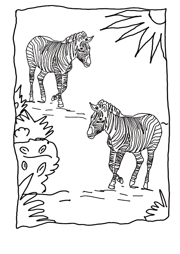 Desenho de Zebras para colorir e imprimir: número 7