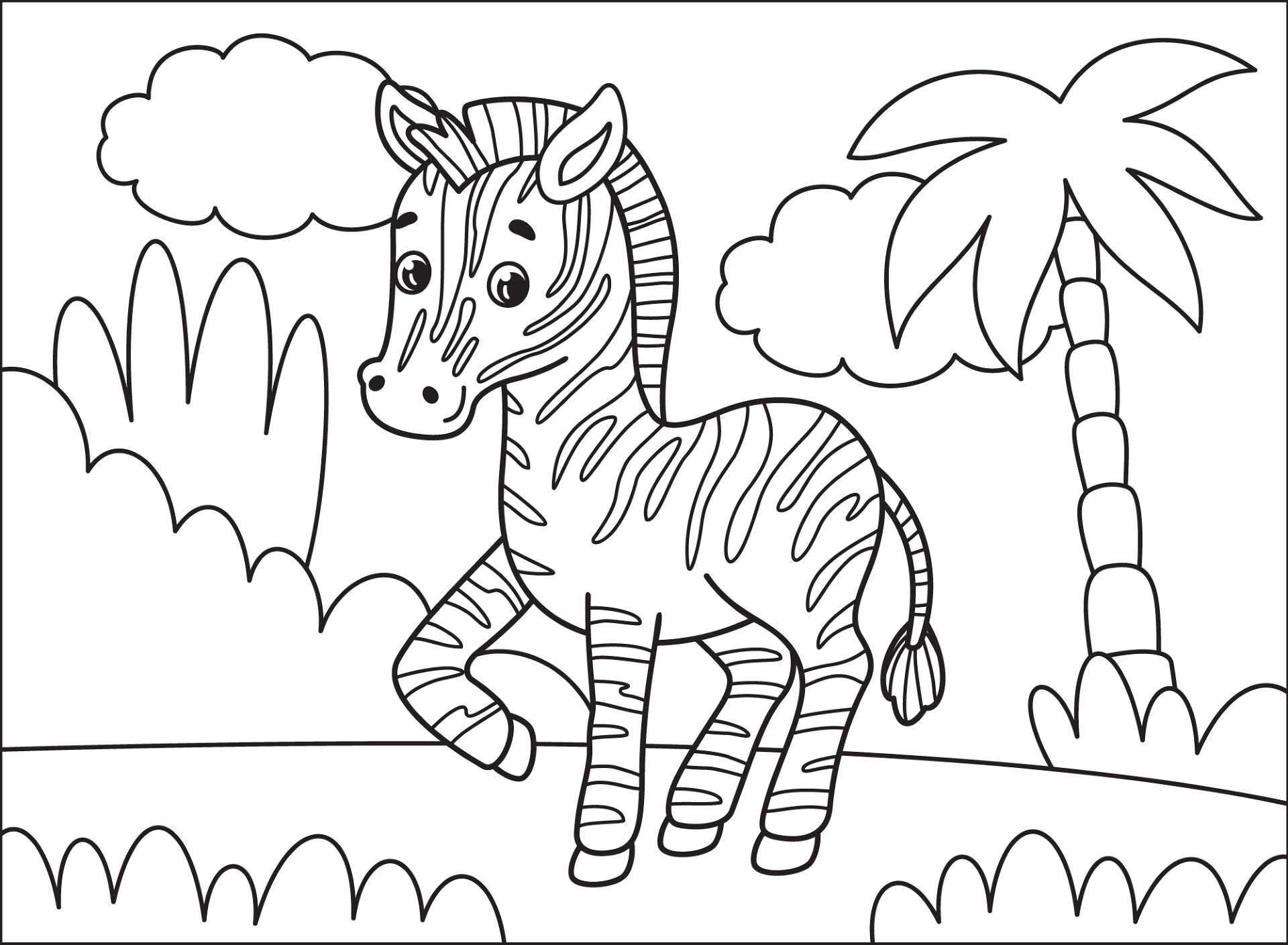 Desenho de Zebras para colorir e imprimir: número 23